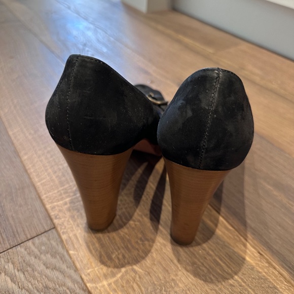 Kors Michael Kors Black Suede and Wood Heeds Size 10M - Picture 3 of 5